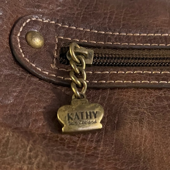 Kathy Van Zeeland Brown and Gold Shoulder Bag with Slouchy Silhouette - Picture 12 of 12